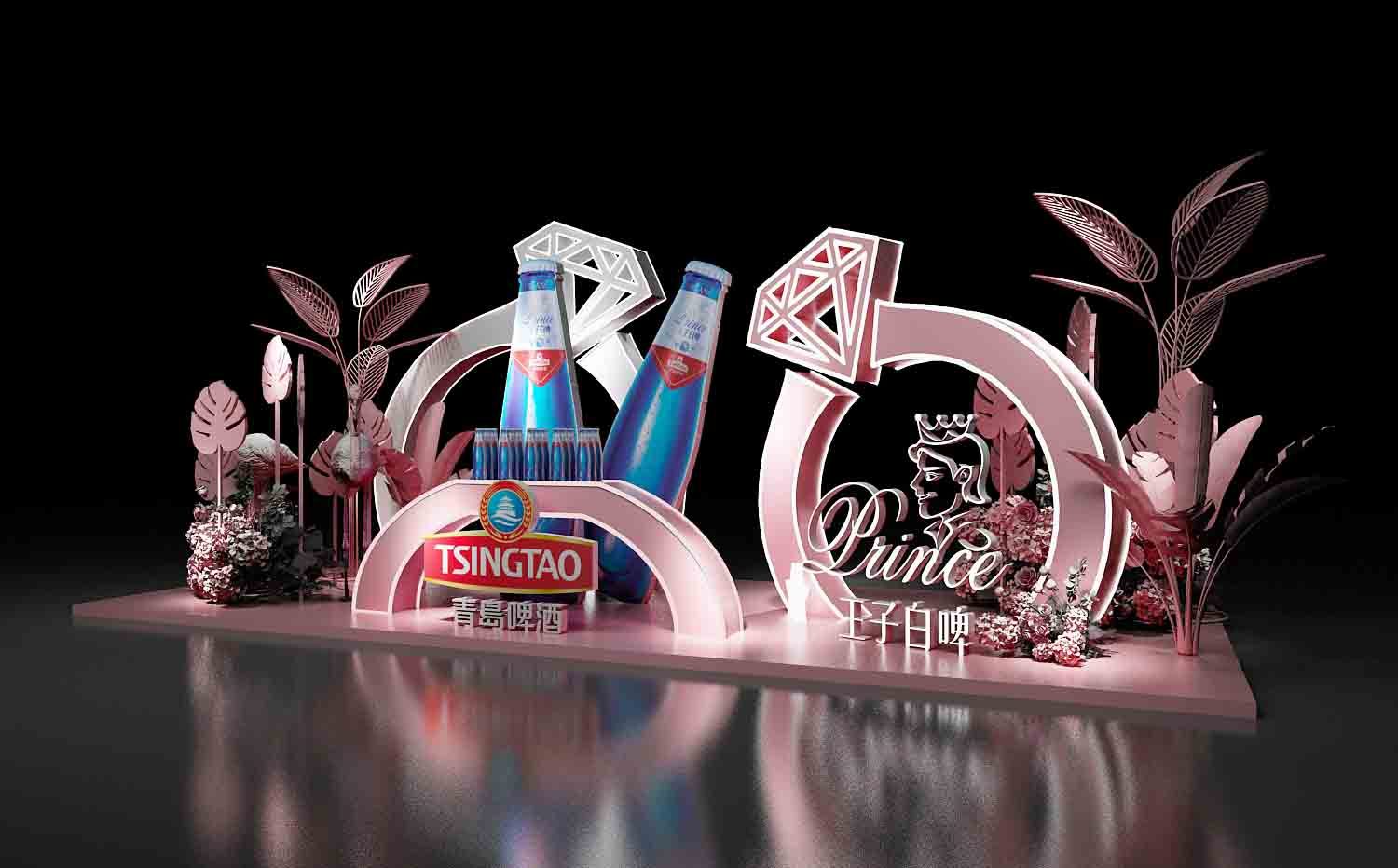 原创设计 青岛啤酒美陈 商场中庭dp点装饰布置