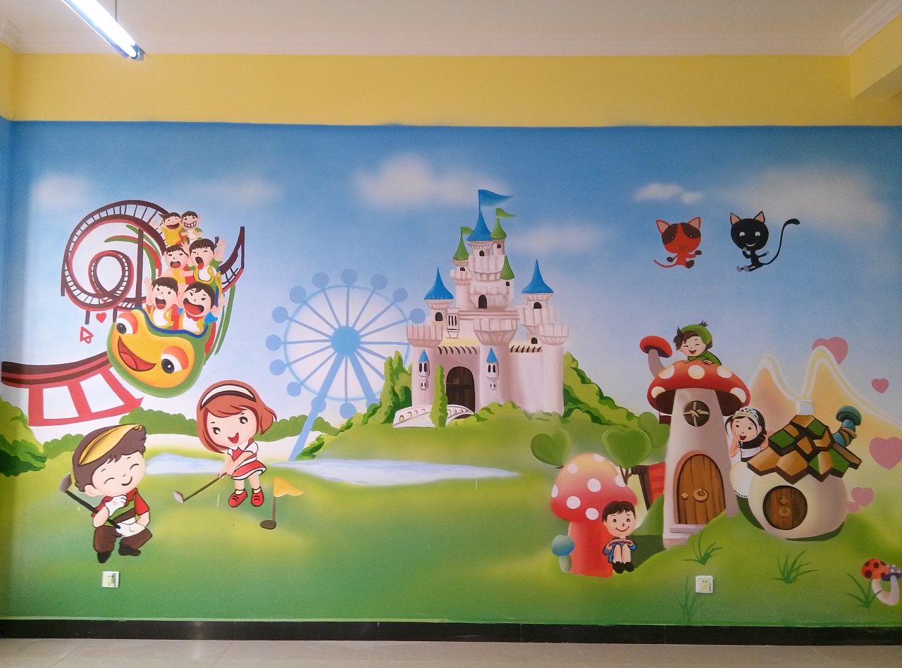 幼儿园丙烯墙画主题墙图片