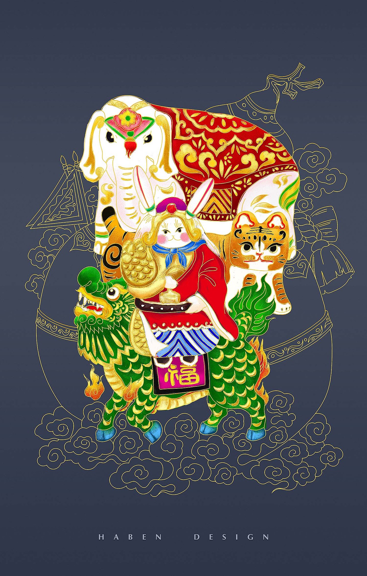 老北京兔儿爷（图ZMjAzMTU0OTM2） - 创作习作 - 站酷设计师王小五是只喵原创素材 - 站酷ZCOOL