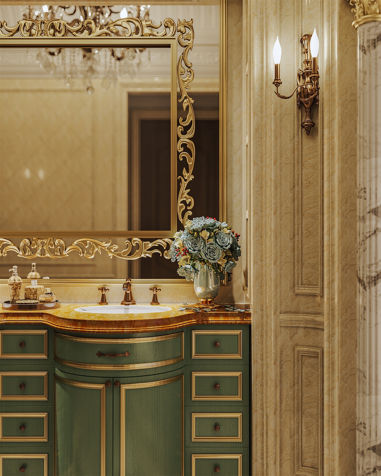 复古欧式宫廷室内效果图表现