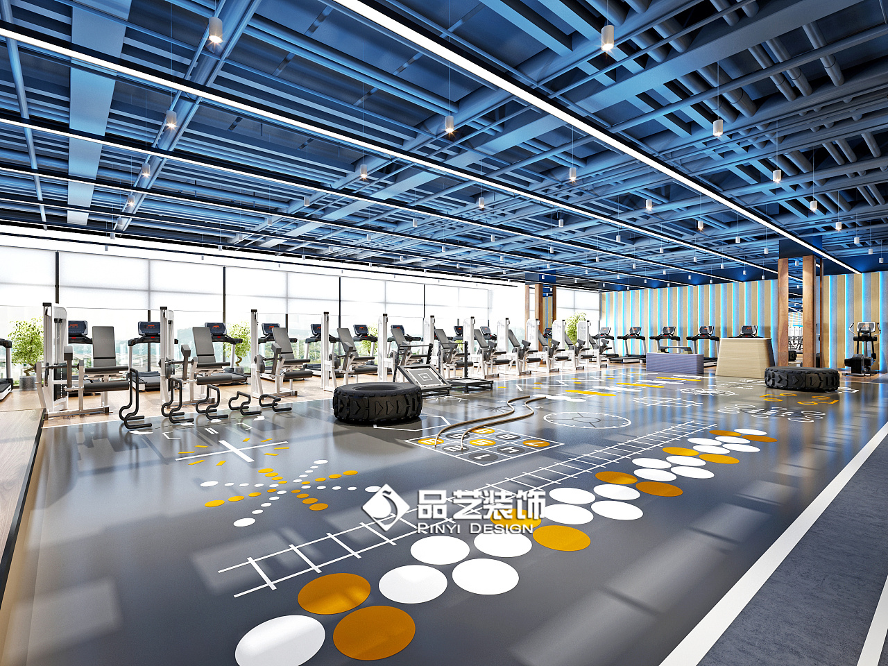 现代健身房设计 - 效果图交流区-建E室内设计网