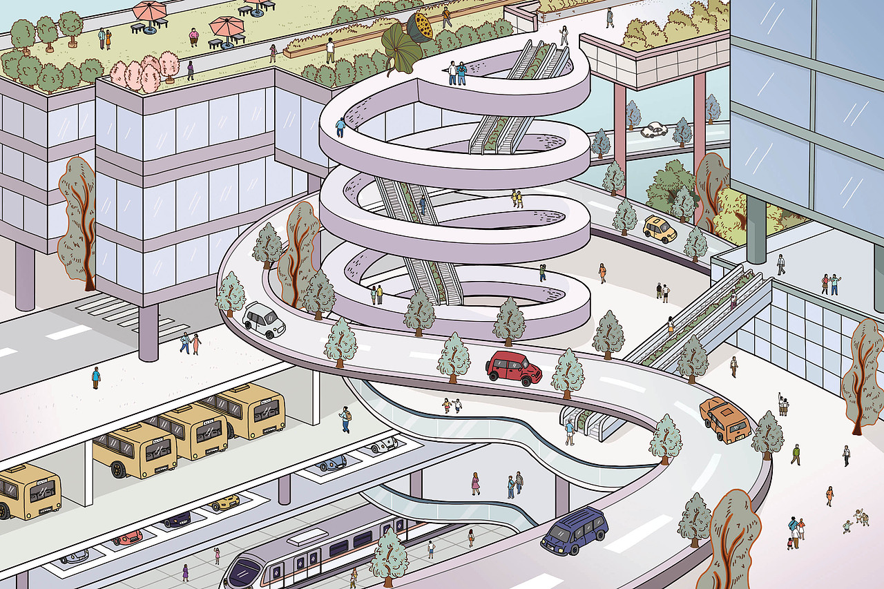 Hillslife美学馆杭州信达中心壹号院TOD插画手绘本（图ZMTEyMTEwMDg4） - 商业插画 - 站酷设计师mooumo小粒猫友原创素材 - 站酷ZCOOL