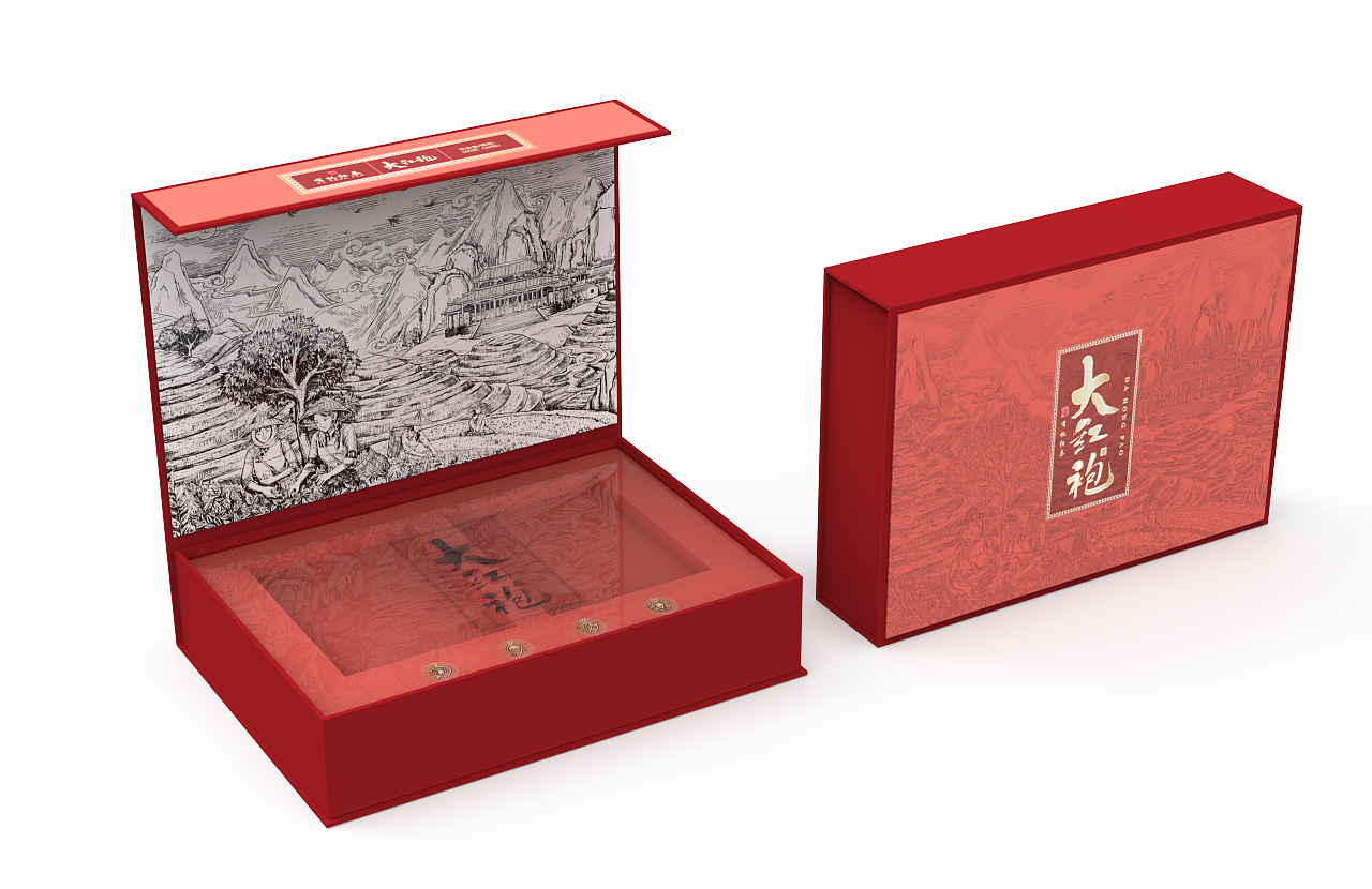 高端大红袍茶产品包装盒礼盒设计