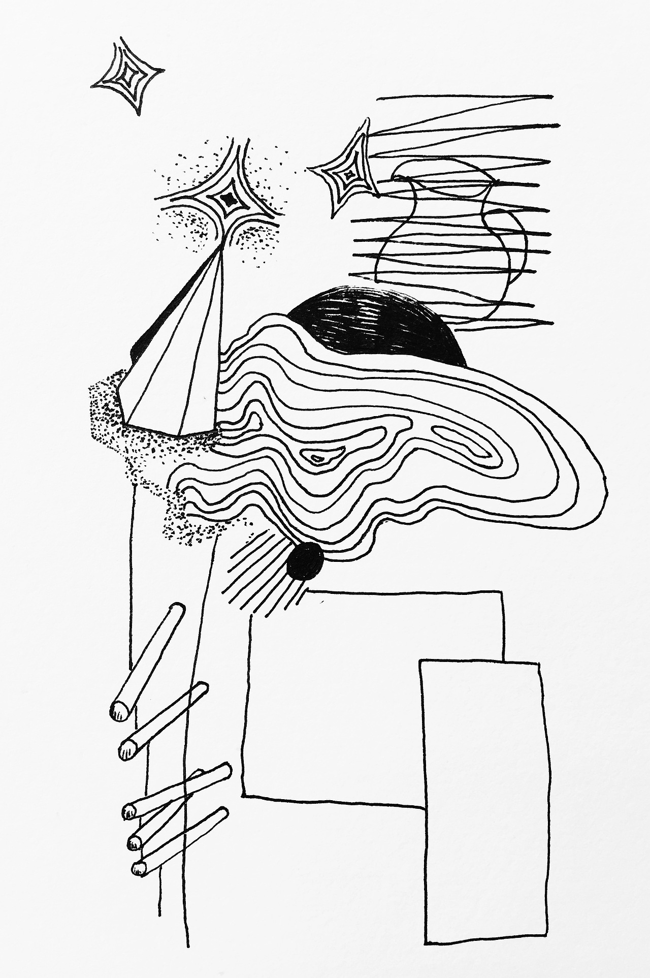 黑白点线面插画
