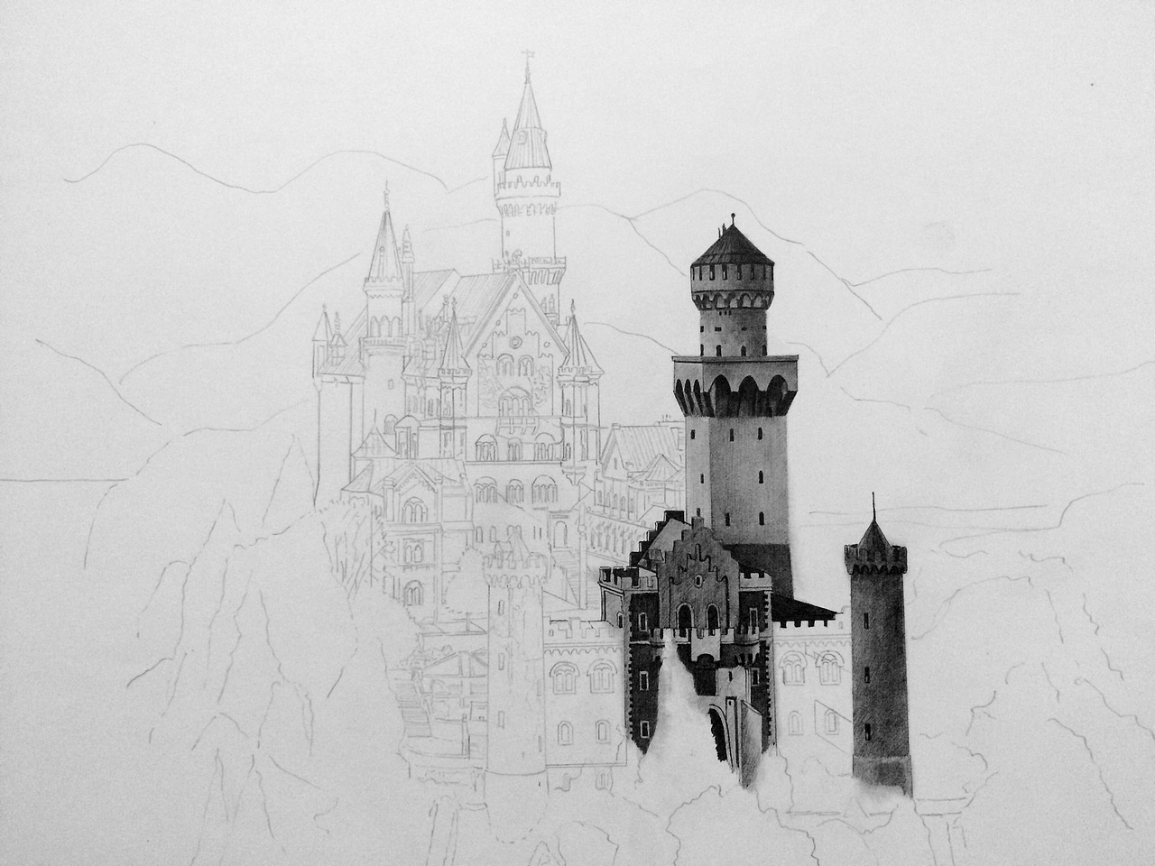 新天鹅堡钢笔画系列