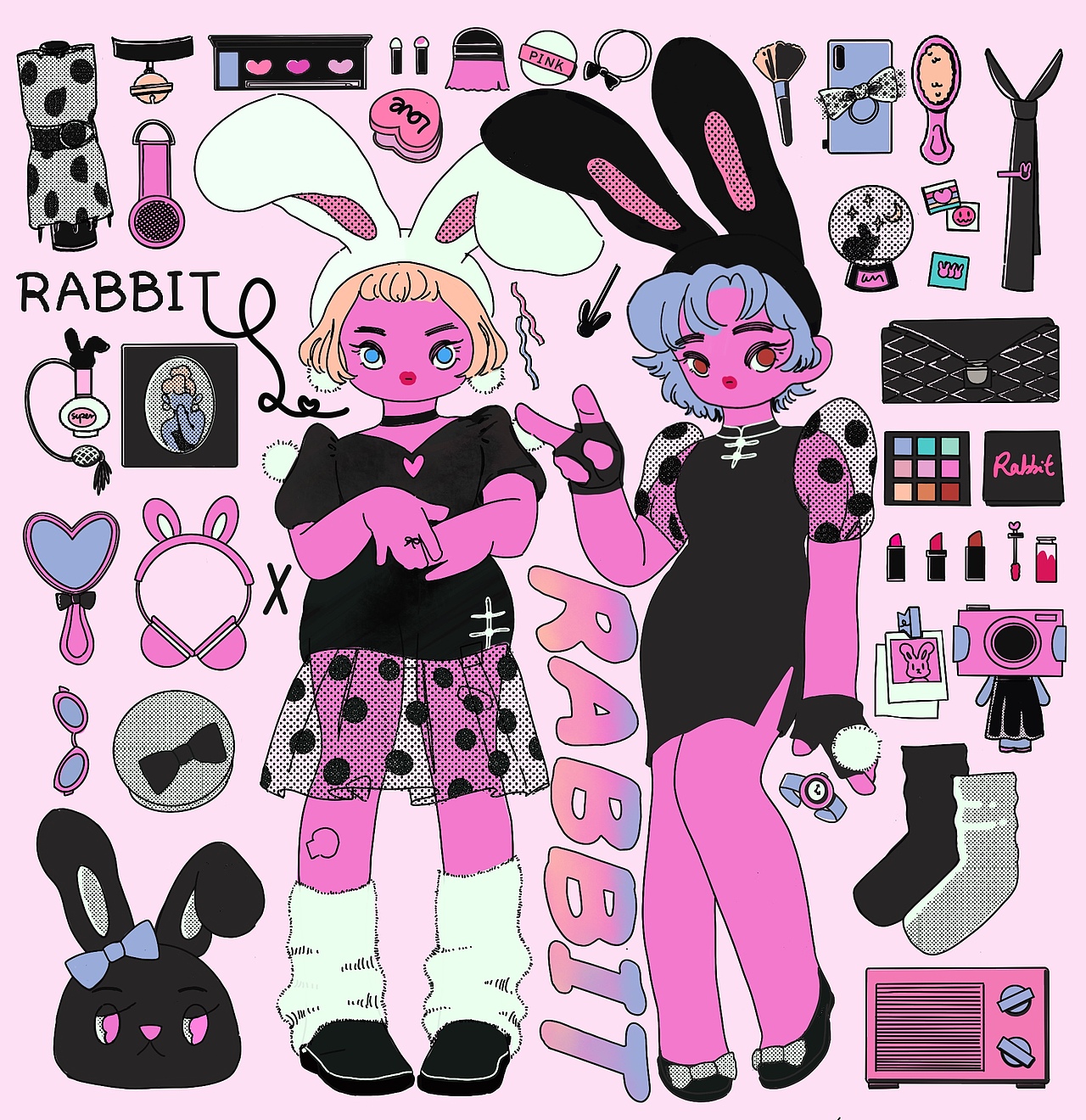 动物系女孩（图ZMTg3NDI3NzI4） - 新锐潮流插画 - 站酷设计师废画三千M原创素材 - 站酷ZCOOL