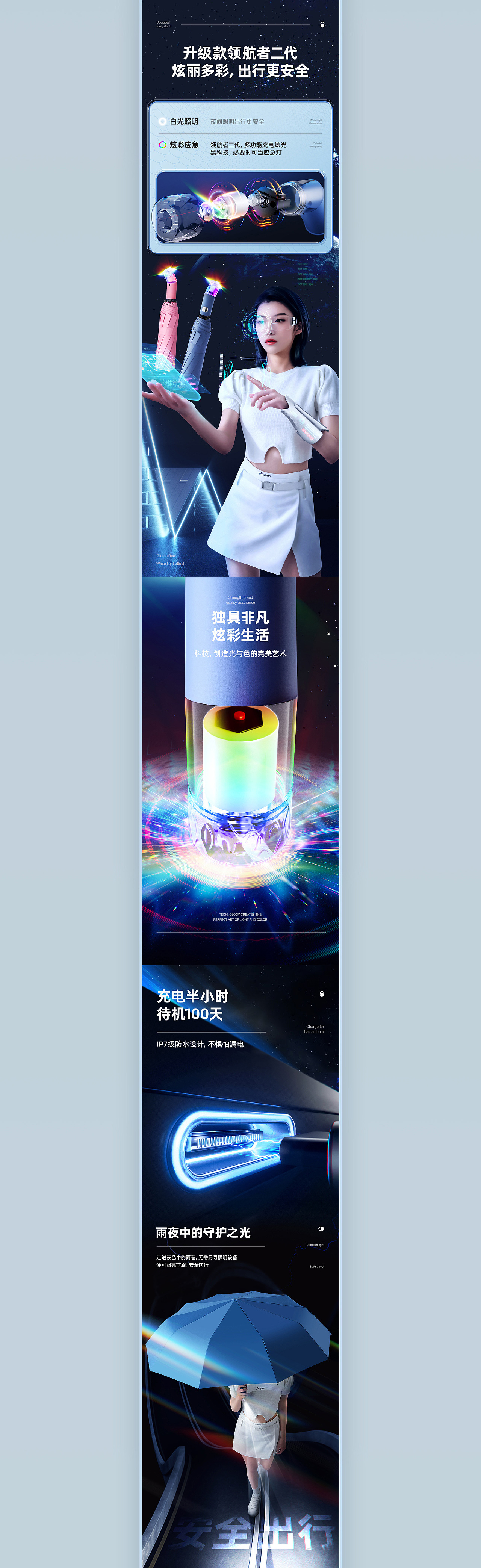 炫光科技雨伞详情页视觉设计 章小白