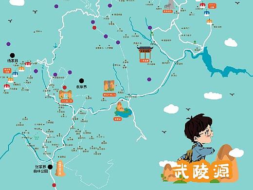 张家界景区手绘地图