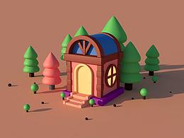 C4D-練習(xí)房子