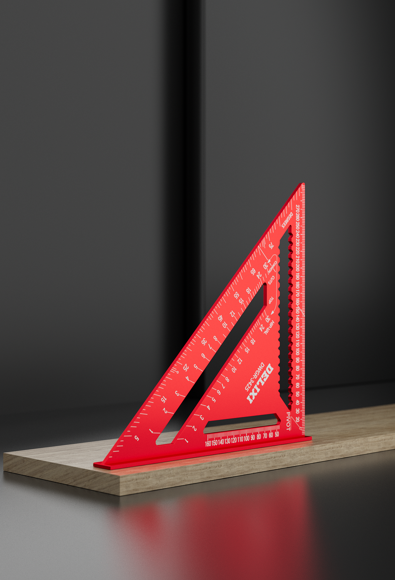 铝合金三角尺 C4D建模 RS渲染 电商产品