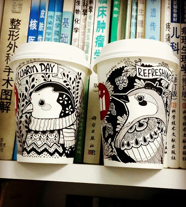 咖啡杯上的Sweet Spring 系列插画作品（图ZMTI5OTY4MTY=） - 艺术插画 - 站酷设计师丁几huangding原创素材 - 站酷ZCOOL