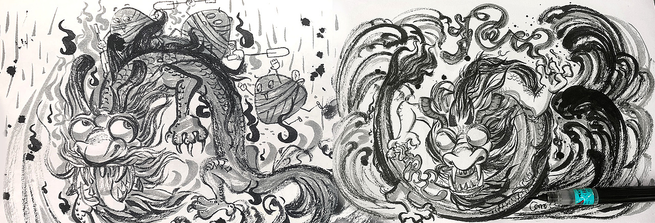 毛笔手绘ps淡彩