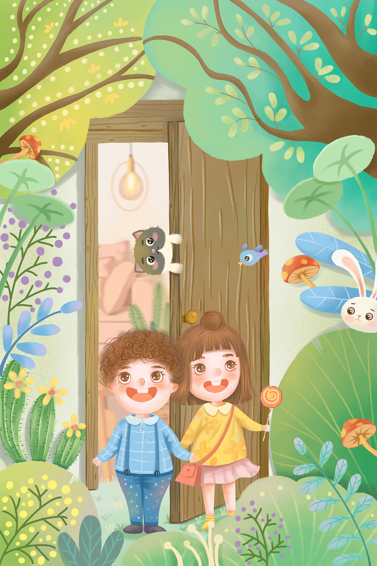 原创儿插去郊游系列（四副）（图ZMjYzMzU4MzI4） - 儿童插画 - 站酷设计师鹿米lll原创素材 - 站酷ZCOOL