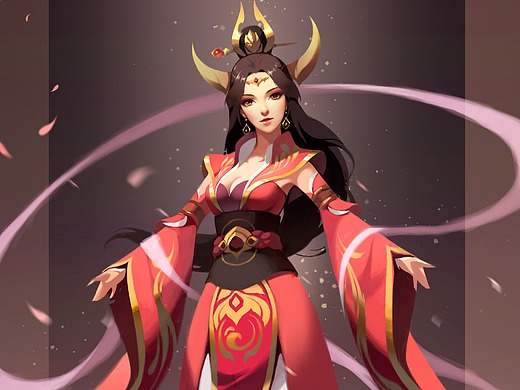 年前樱花林——同人图插画-游戏原画15903346年前兽人营帐插画-概念设