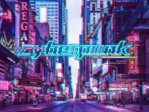 赛博朋克+故障风+霓虹灯练习