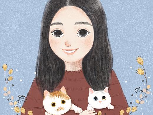 女孩與貓（個人主頁-ZMzEyMDQ4OTI=） - 創(chuàng)作習作 - 站酷設計師月半鯨魚原創(chuàng)素材 - 站酷ZCOOL