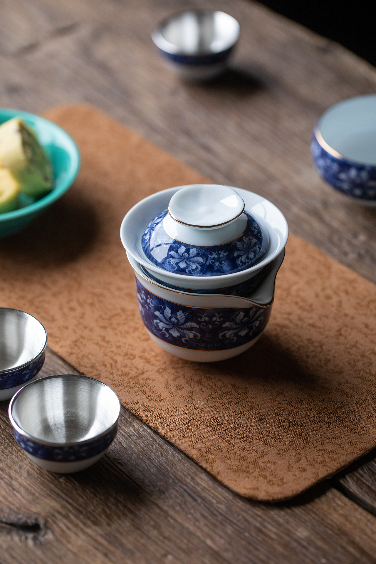 典韵青花——银瓷茶具