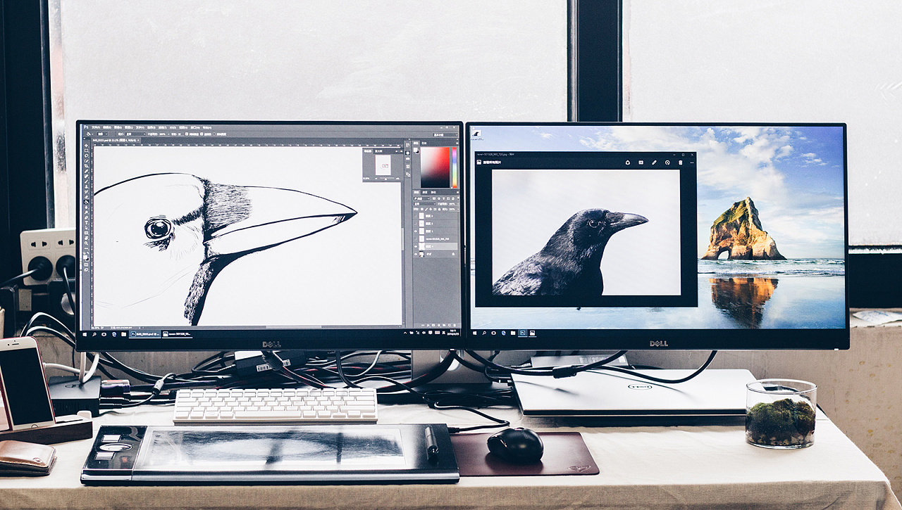 dell2414h双屏显示工作站