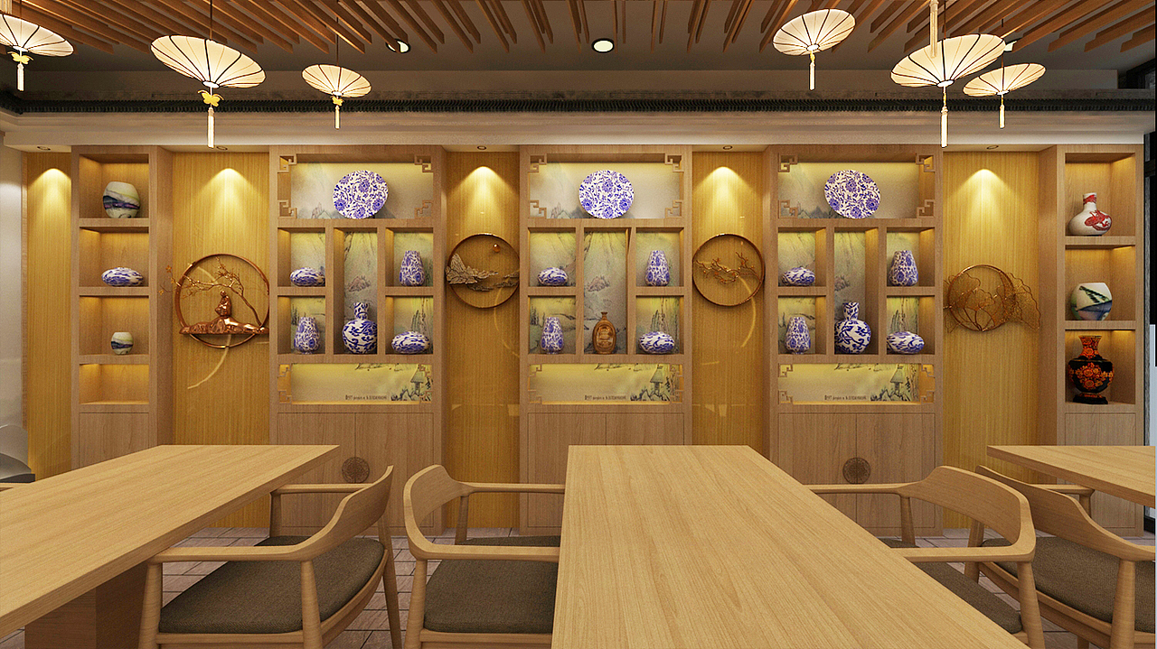 抄手店店铺工装效果图设计