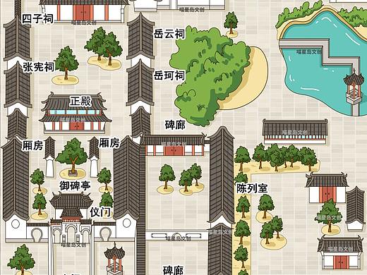 安阳岳飞庙旅游手绘地图