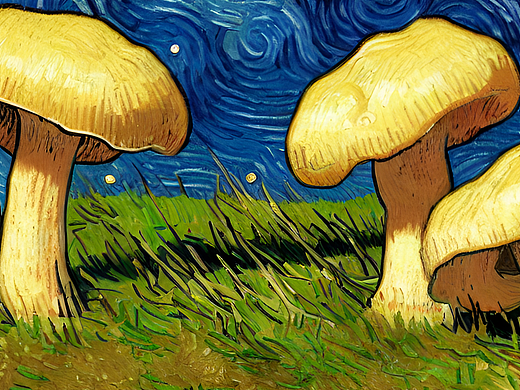 #站酷梦笔#蘑菇，概念艺术，，梵高