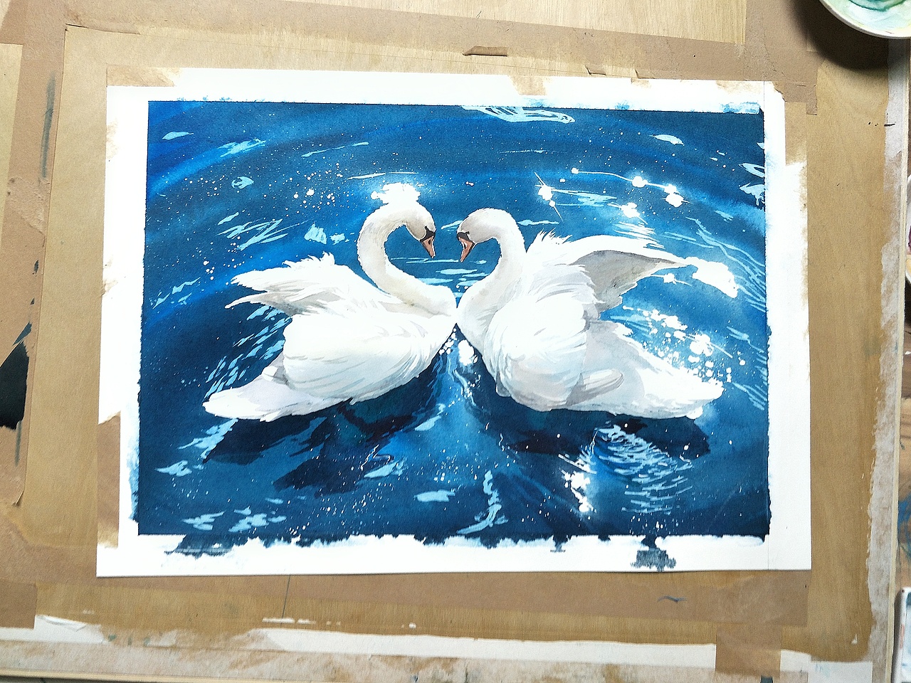 水彩天鹅|纯艺术|绘画|北川大叔_原创作品-站酷(zcool)