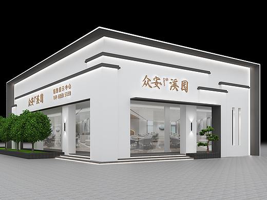 众安溪园临时售楼处门头设计