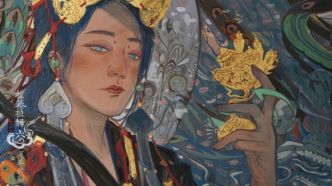 岩彩画·迎财神 如果你还不知道中国有位女财神扎基拉姆(图ZMjQzMDkyNDI4) - 绘画 - 站酷设计师莲羊原创素材 - 站酷ZCOOL