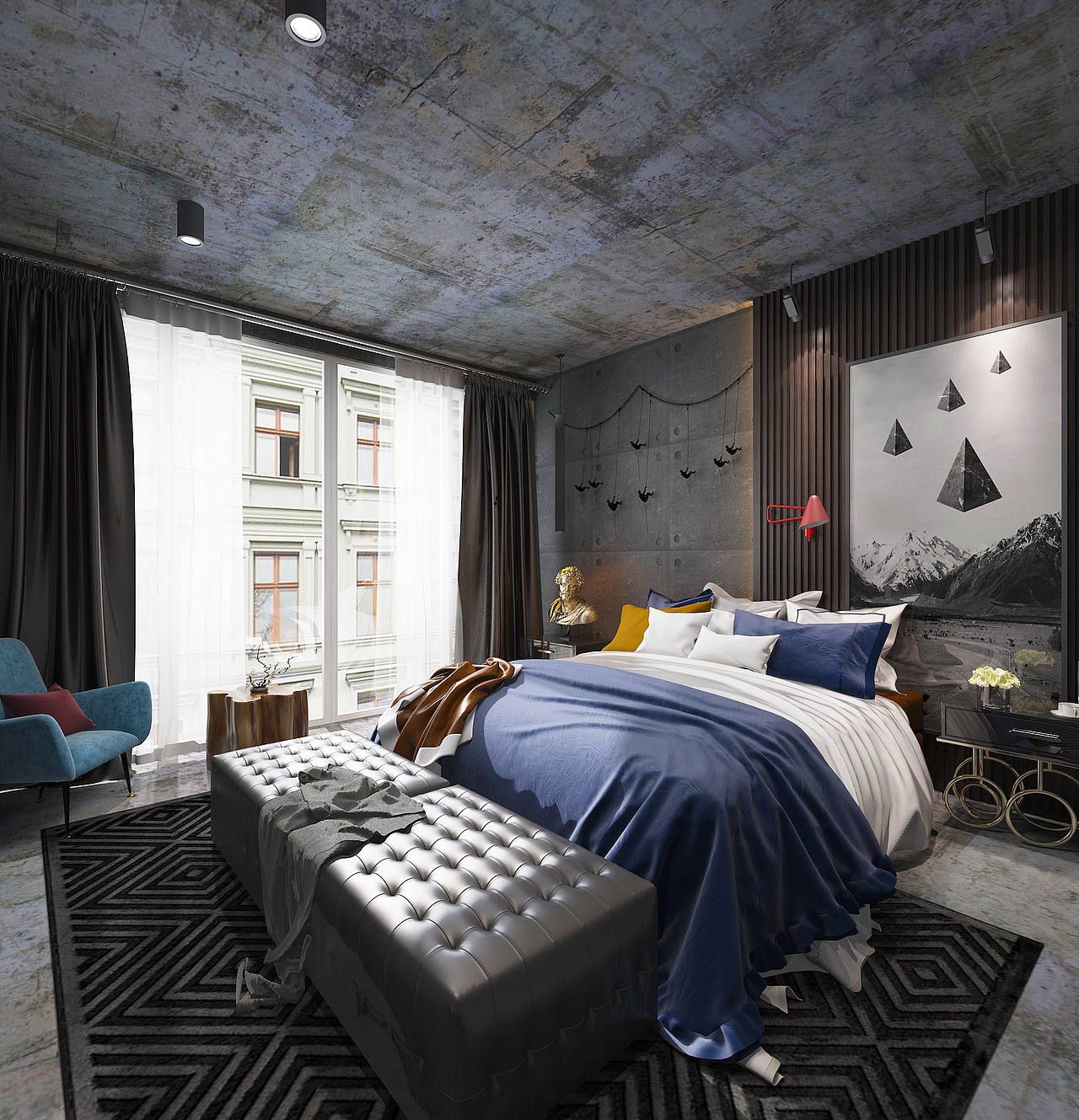 工业风卧室|空间|家装设计|13225818589林潇_原创作品-站酷zcool