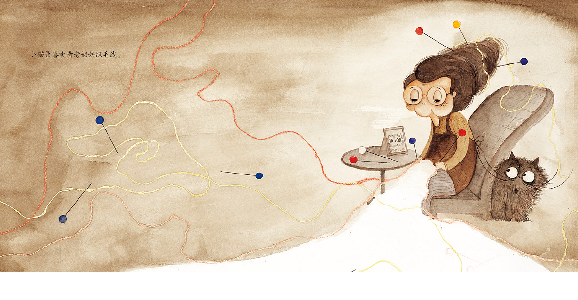 织毛线的猫（图ZNTk1NTYxOTY=） - 商业插画 - 站酷设计师水母咪原创素材 - 站酷ZCOOL