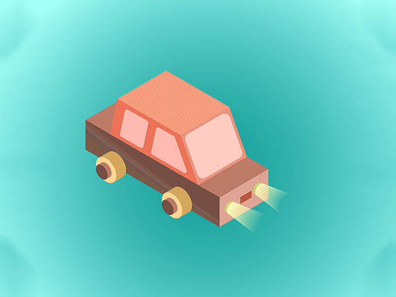 2.5d风格的插画小汽车