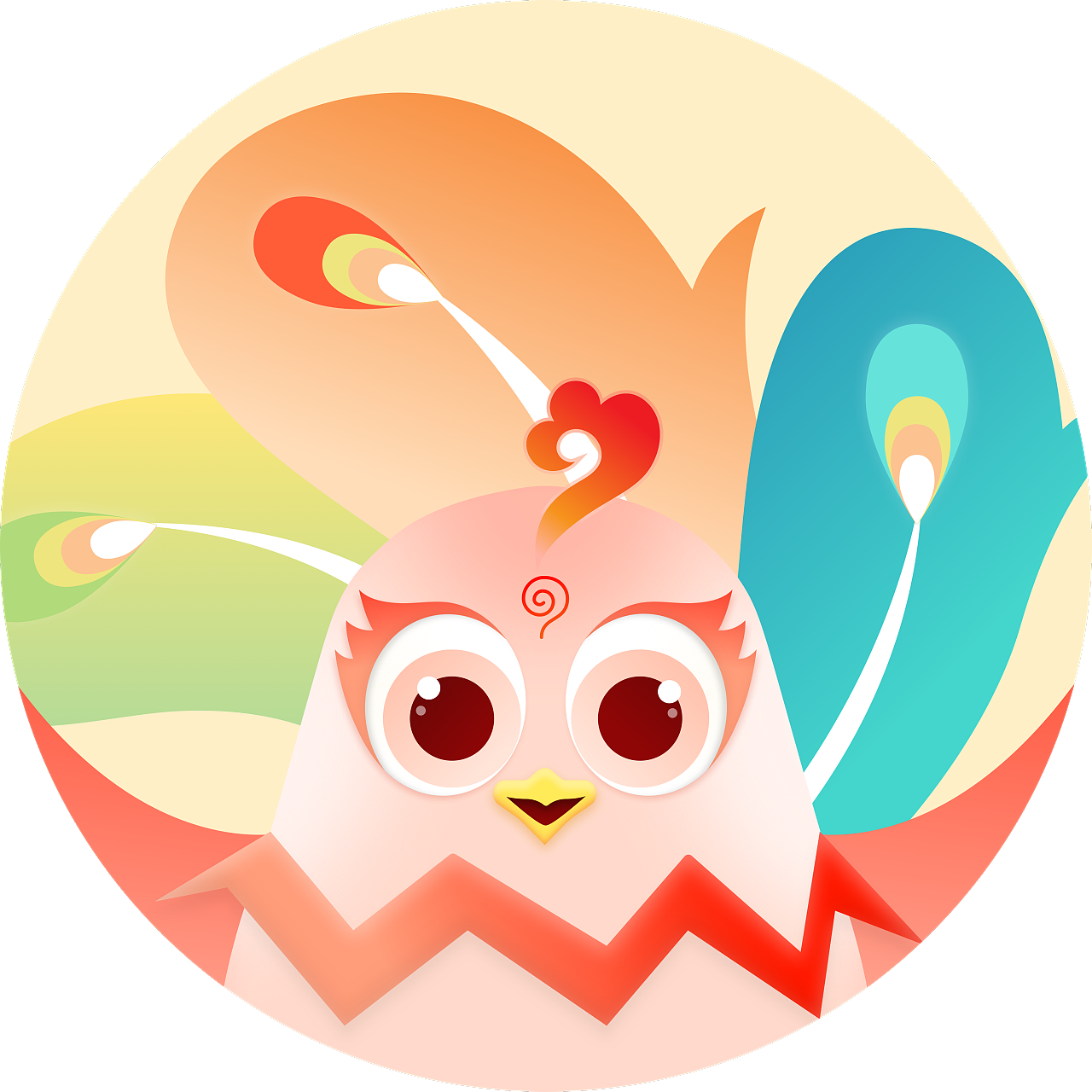 凤凰 五彩鸟 卡通形象 logo