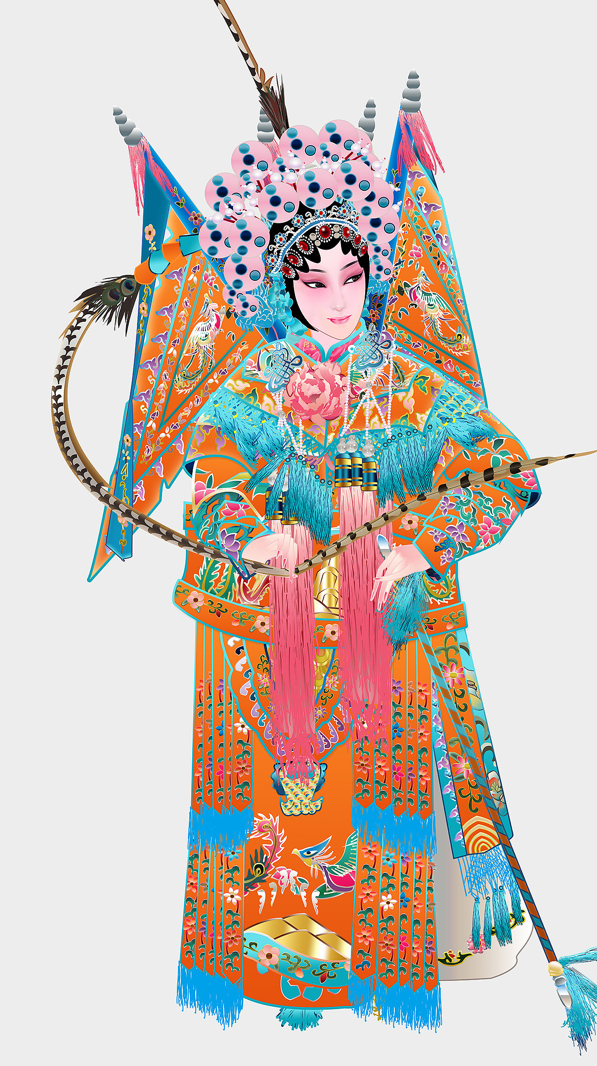 武旦刀马旦京剧人物矢量插图