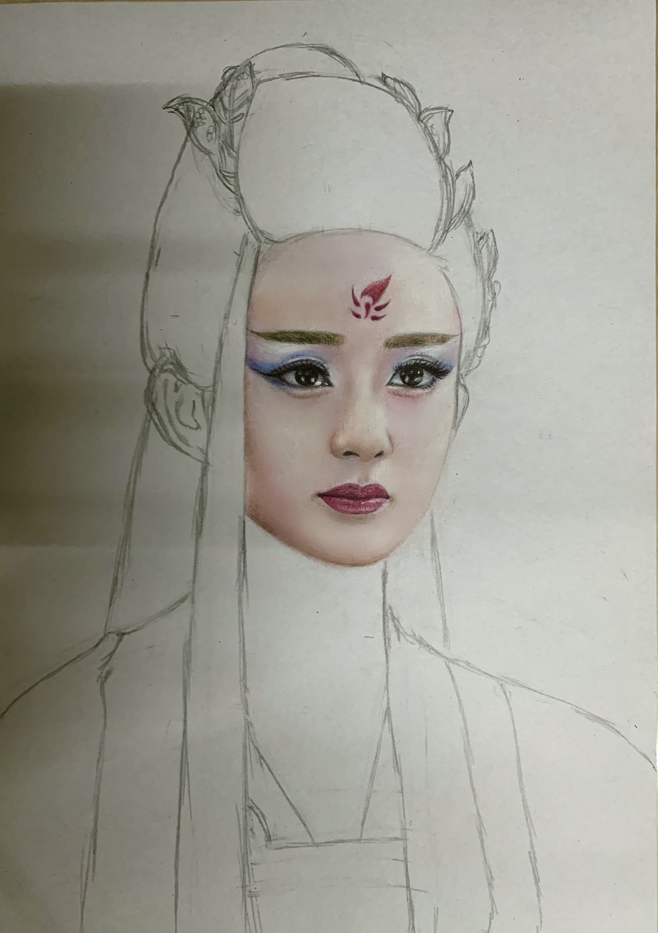 彩铅手绘妖神花千骨