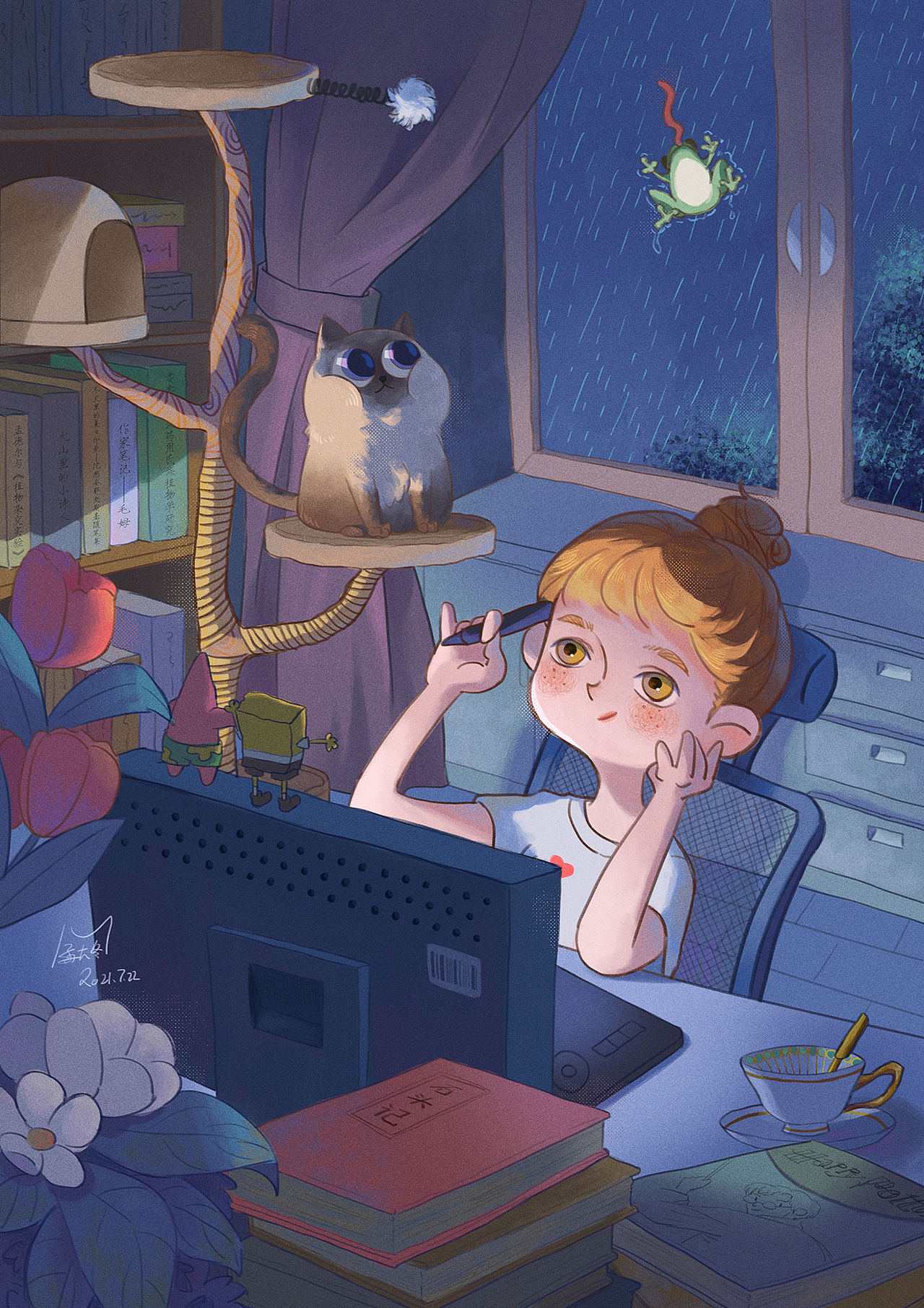 下雨天摸鱼（图ZMjYzODgzNTY4） - 绘本 - 站酷设计师孟大冬原创素材 - 站酷ZCOOL