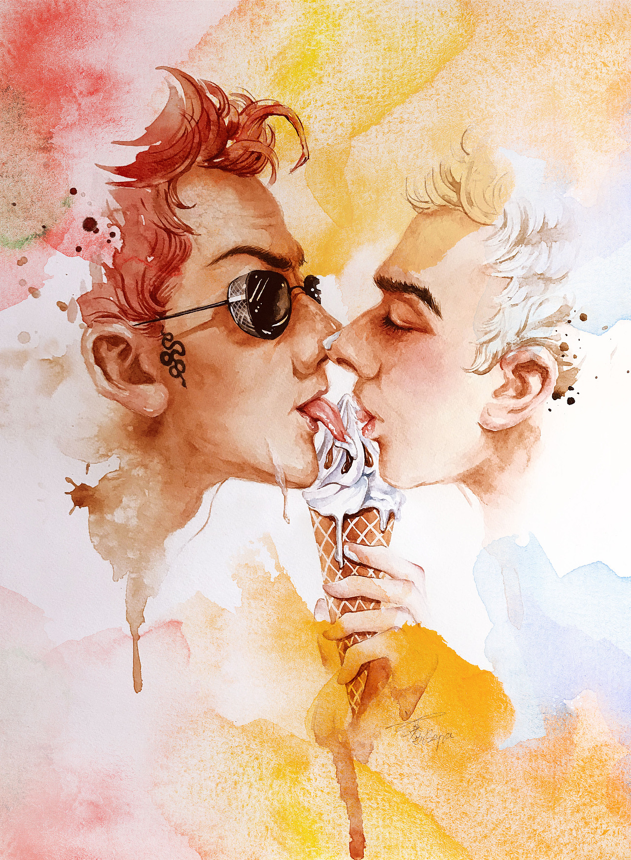 Good Omens（图ZMjA3NDcwMzAw） - 艺术插画 - 站酷设计师玄蓦水彩画原创素材 - 站酷ZCOOL