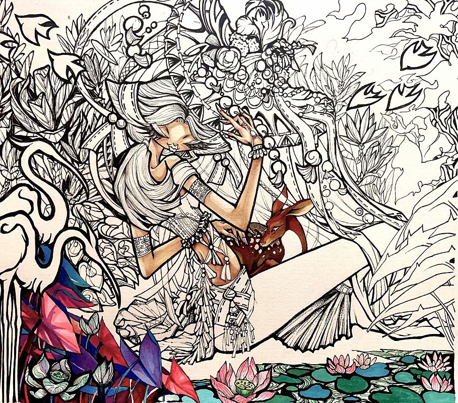 马克笔装饰画+过程（纸绘）（图ZMzQ5NDY1MDA4） - 绘画 - 站酷设计师YYZMI原创素材 - 站酷ZCOOL