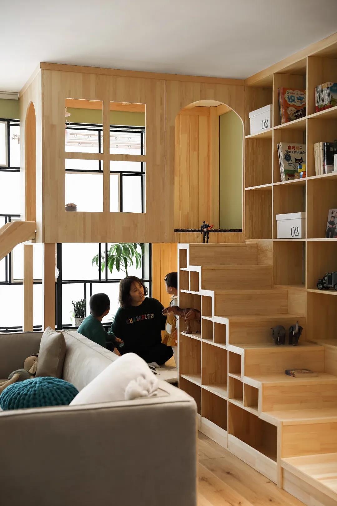 130㎡三居室住一家四口,把游乐场搬回家 