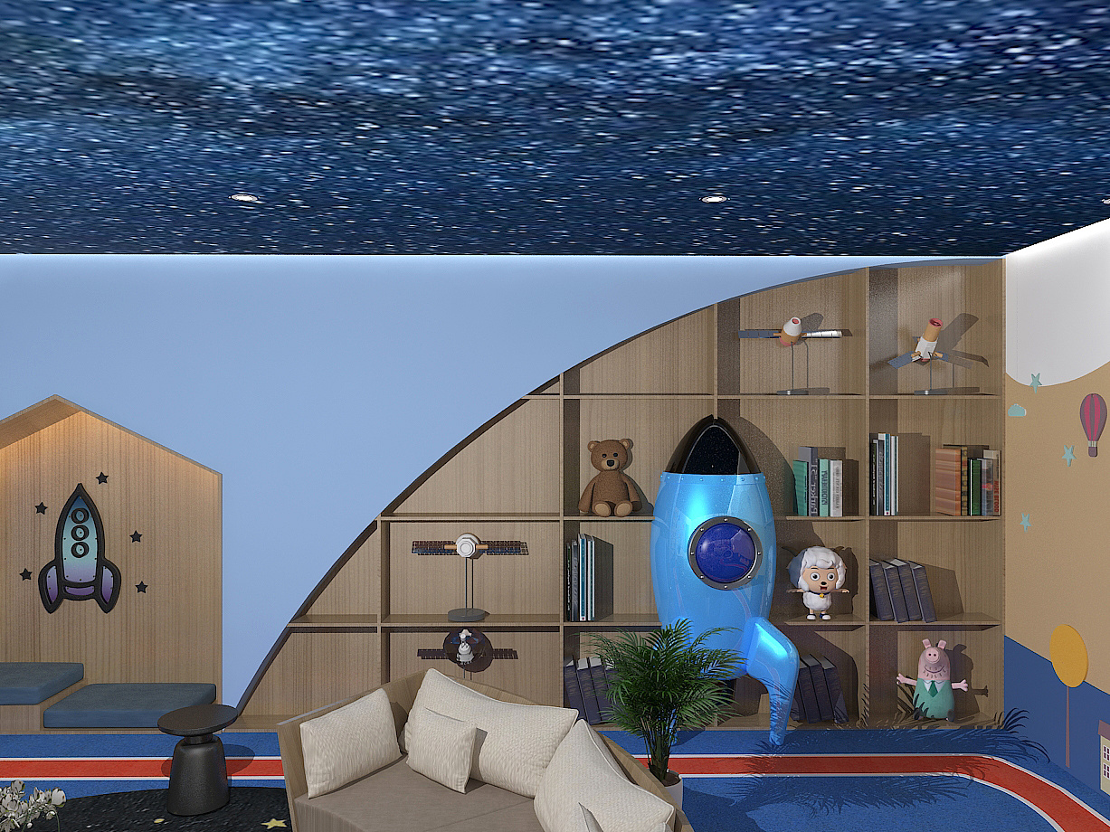 酒店太空宇航员主题亲子客房儿童房3d模型下载 - 草图大师模型