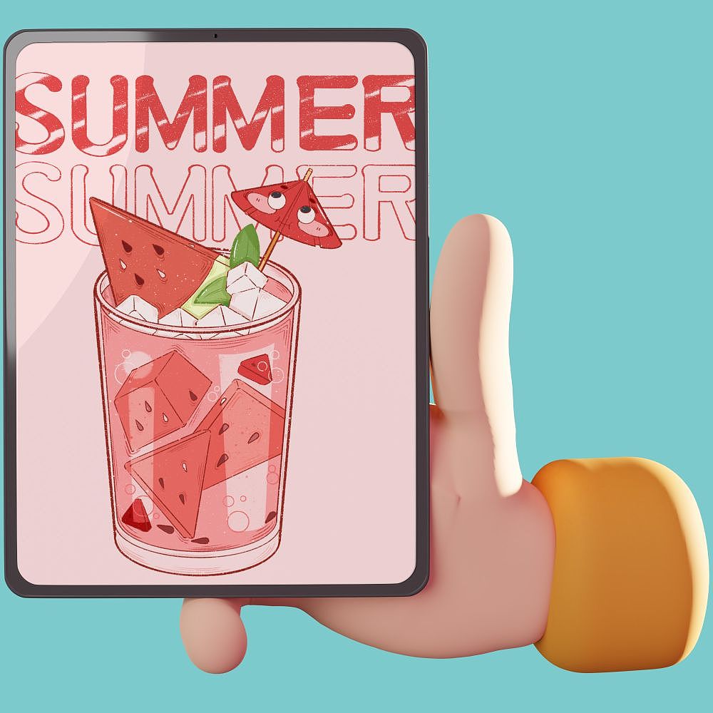 夏日饮品2023系列~咖啡双拼橙汁西瓜葡萄汁