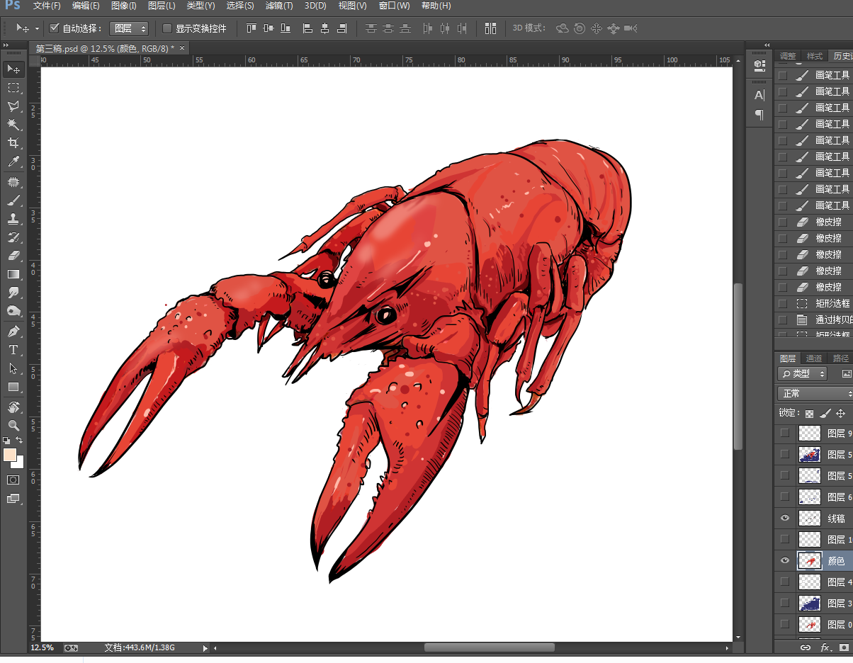 小龙虾活动海报-创作过程|插画|商业插画|鹏城犀利哥 - 原创作品