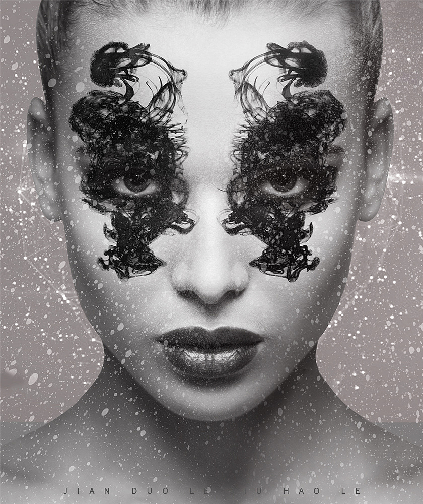 颓废/慵懒/孤独的女子和一张黑白艺术照