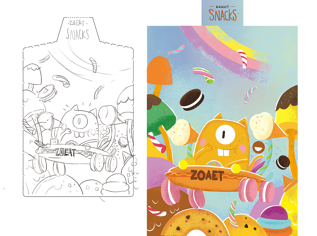zoeat零食盒包装插画