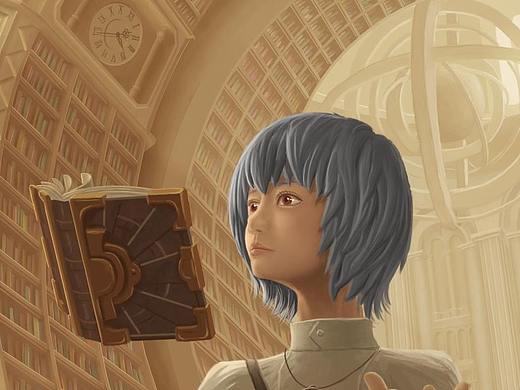 《借几本书》场景插画