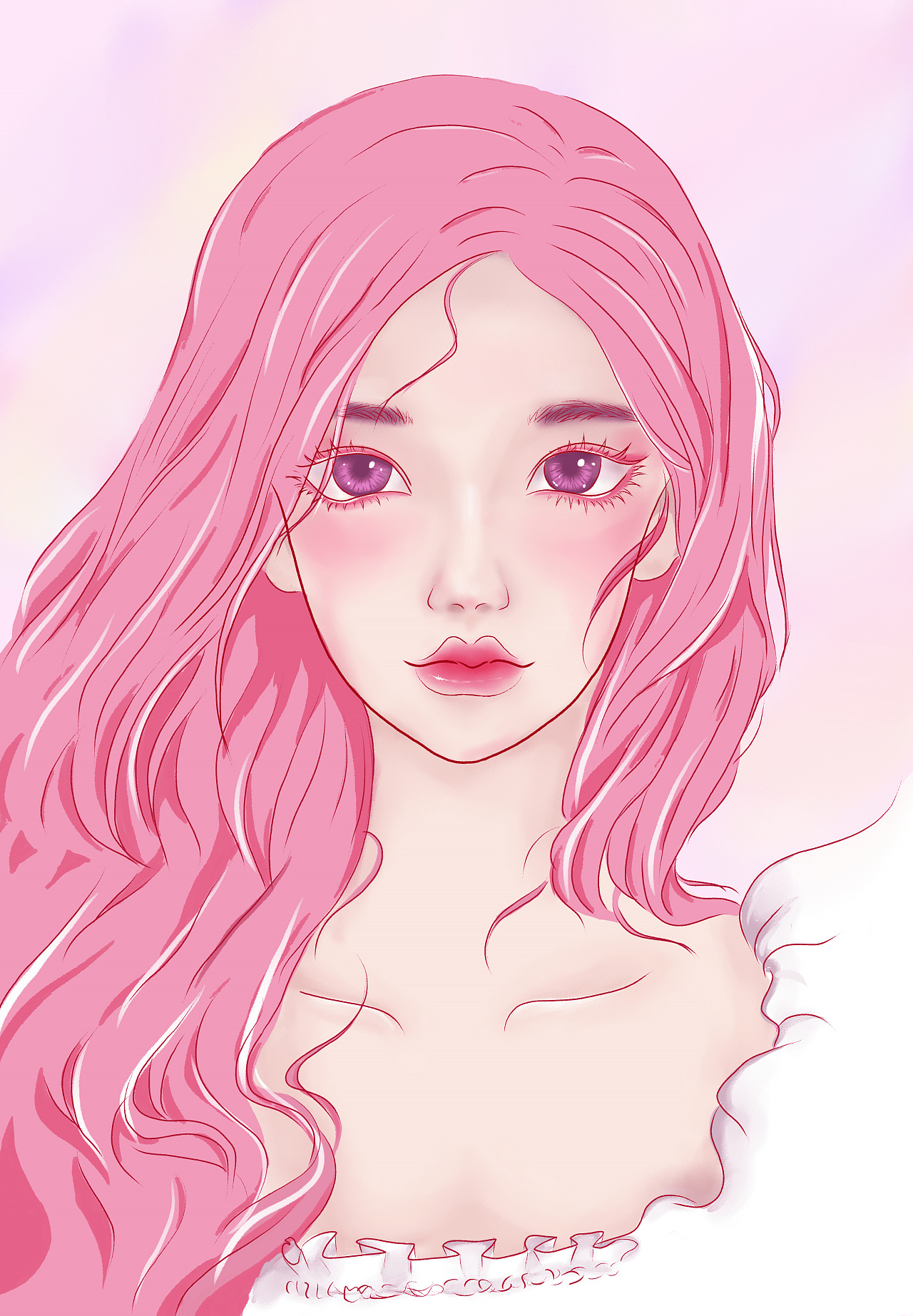 粉色系小姐姐|插画|创作习作|章小希 - 临摹作品 - 站酷 (zcool)