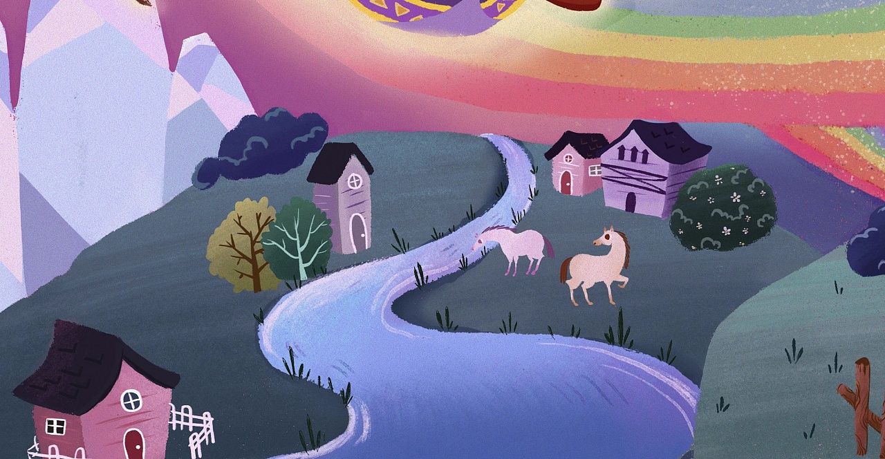 阳光彩虹小白马06|插画|儿童插画|ningmmm - 原创作品 - 站酷