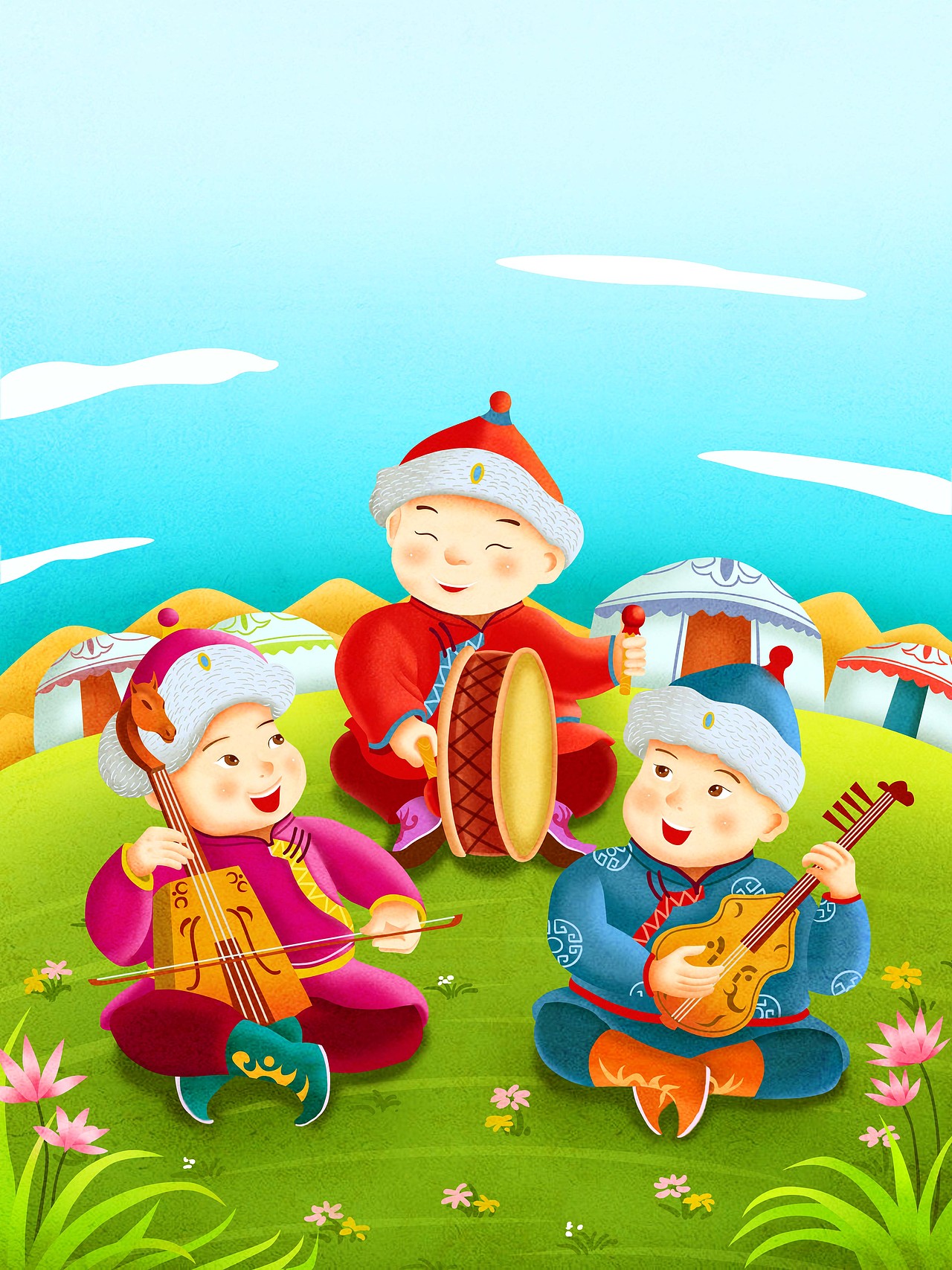 马头琴 鼓 火不思三种乐器-文明