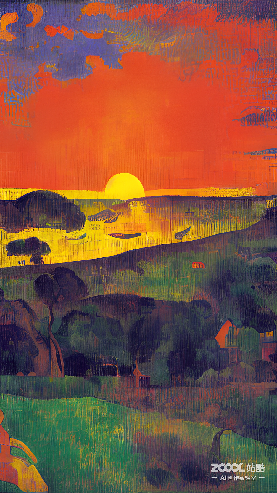 #AI创作实验室#夕阳（图ZMzIxNTY0MDg0） - AI作品 - 站酷设计师上井川原创素材 - 站酷ZCOOL