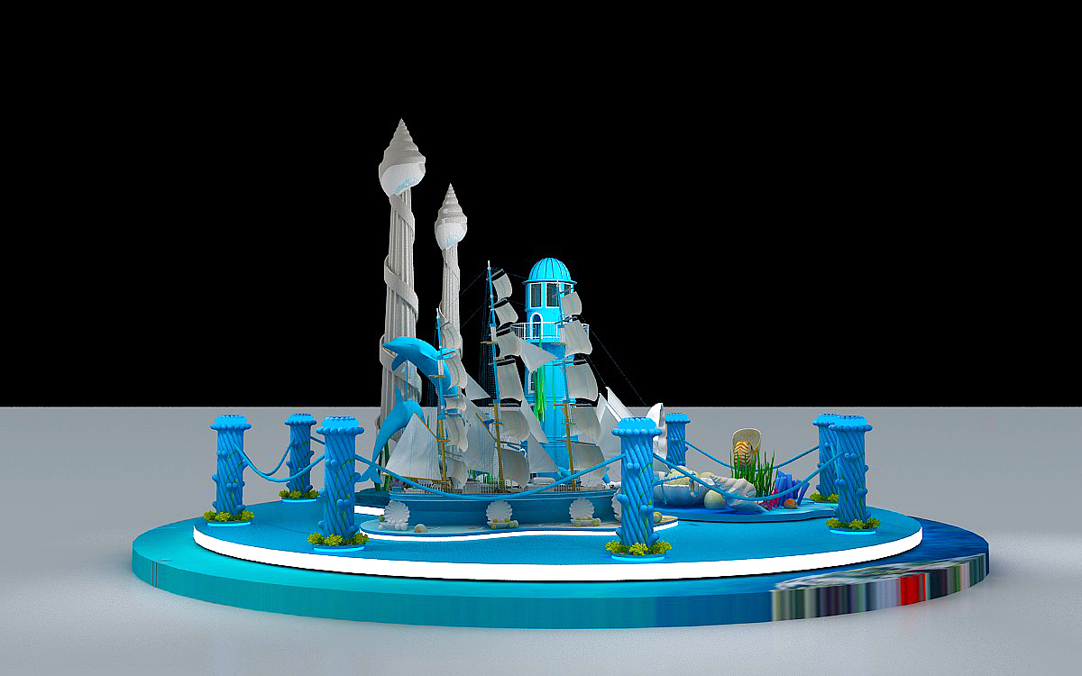 商场开业海洋主题美陈3D效果图设计 DP点位打卡拍照区（图ZMjAzNjQ0MzQw） - 其他三维 - 站酷设计师阿杰smac原创素材 - 站酷ZCOOL