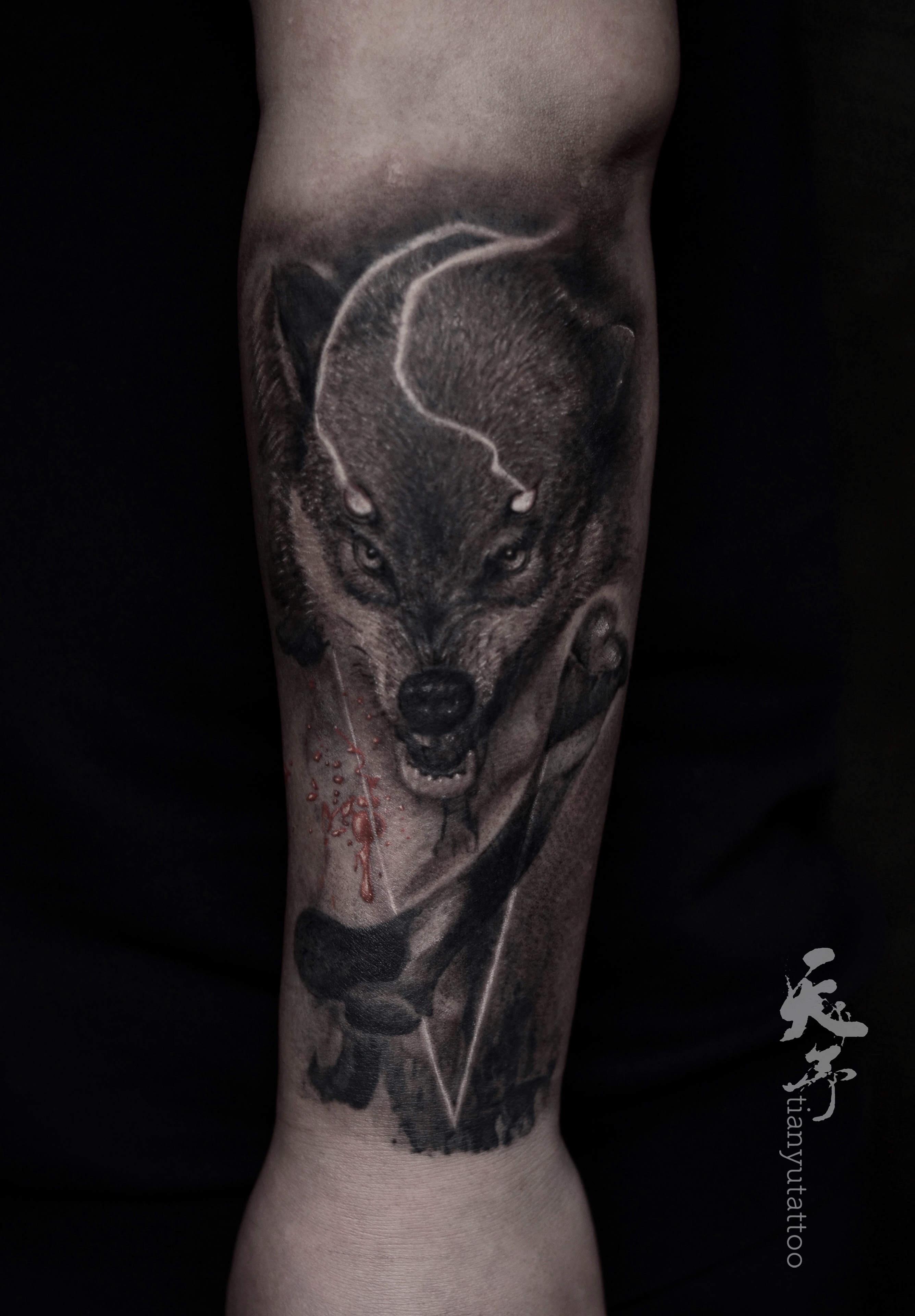 写实作品 狼 (天予刺青火龙作品)